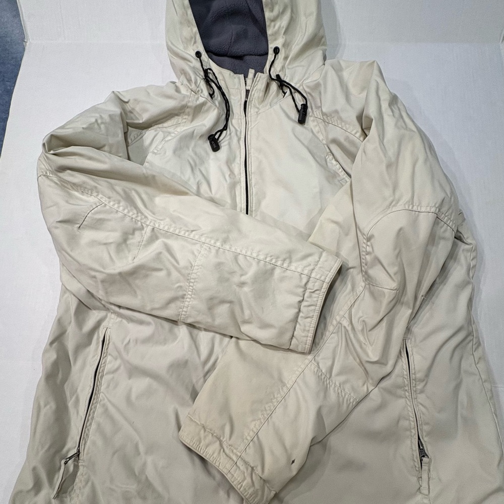 Men's Cream Hooded Fleece Lined Jacket Size Large